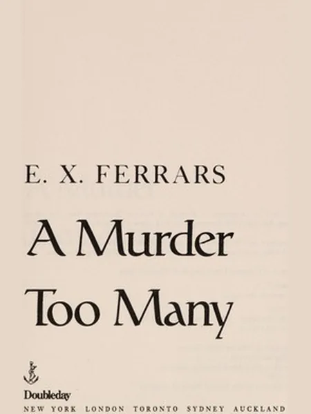 A Murder Too Many, cover of another edition (the Collins 1988 cover is not yet photographed)