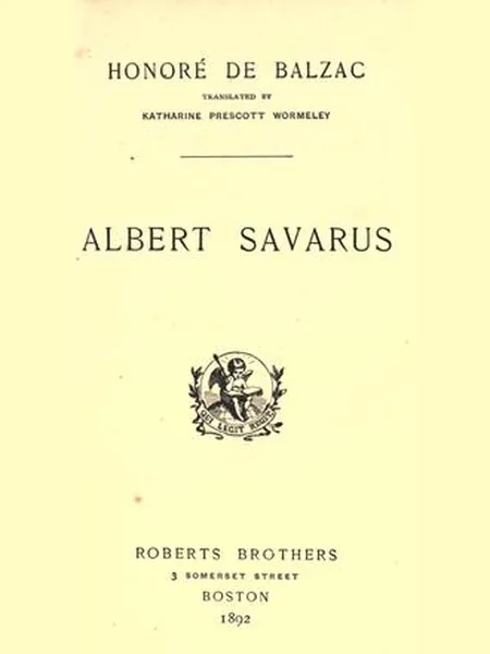Albert Savarus cover, Roberts 1892