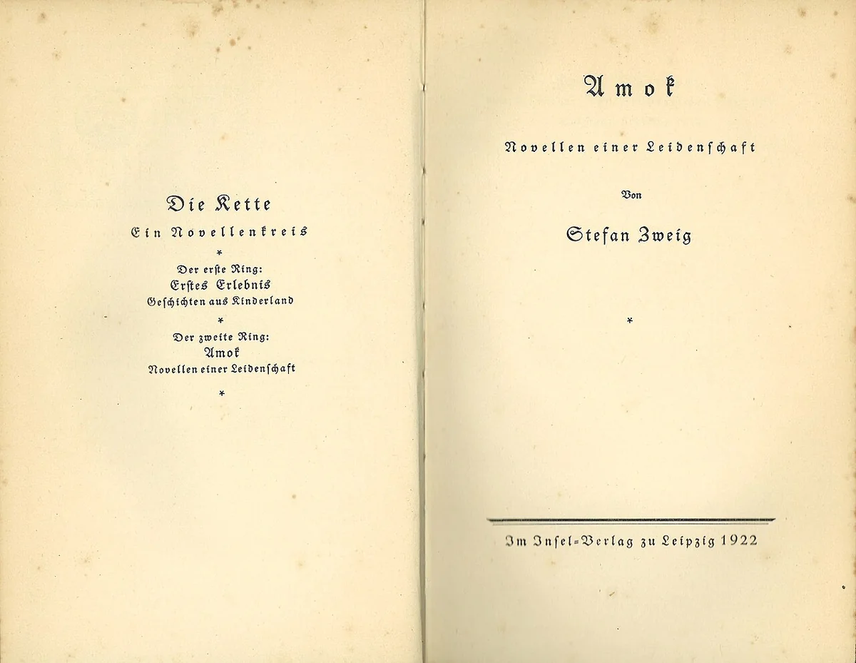 Amok first edition cover, Insel-Verlag 1922