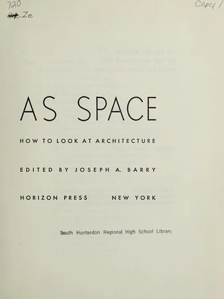 Architecture As Space cover