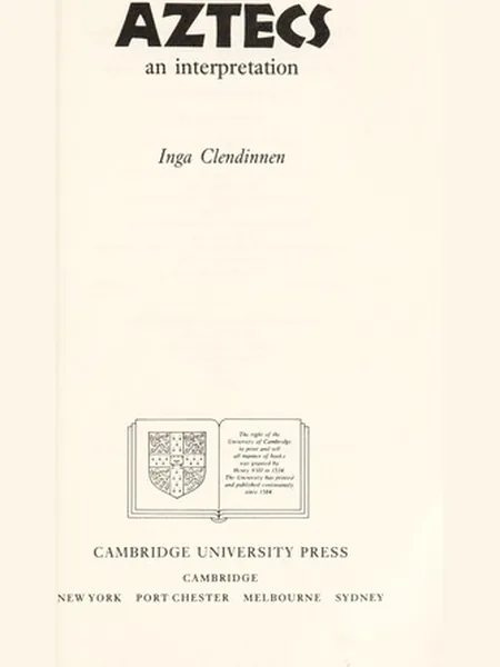 Aztecs first edition cover, Cambridge University Press 1991