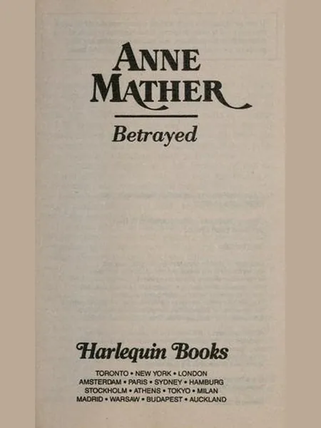 Betrayed, cover of another edition (the Mills & Boon 1991 cover is not yet photographed)