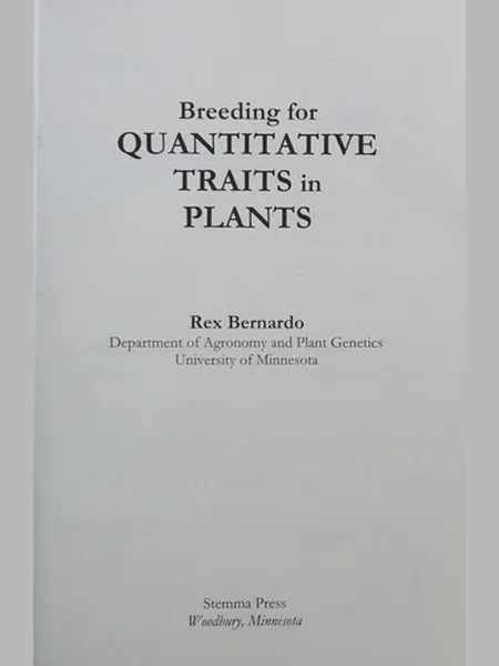 Breeding for Quantitative Traits in Plants cover