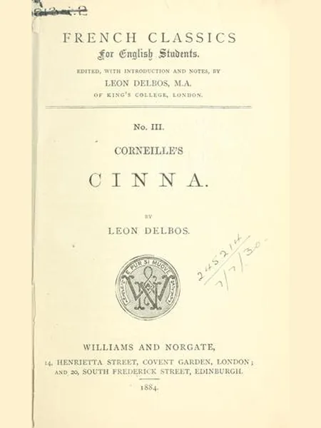 Cinna cover, Williams and Norgate 1884