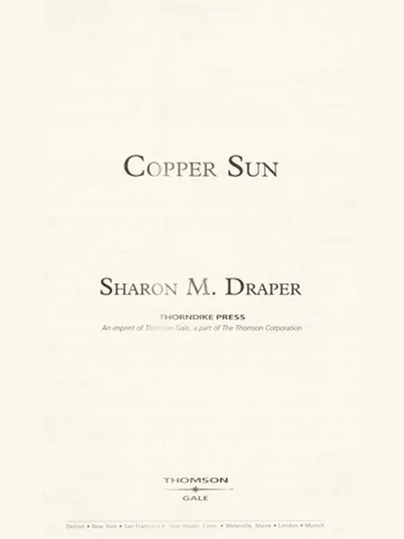 Copper Sun first edition cover, Thorndike Press 2006