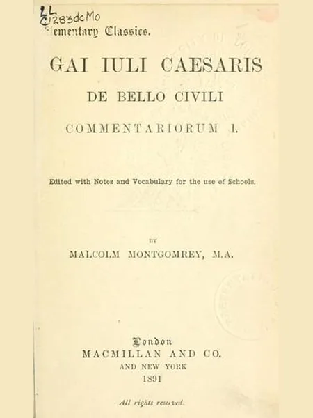 De Bello Civili Commentariorum I cover