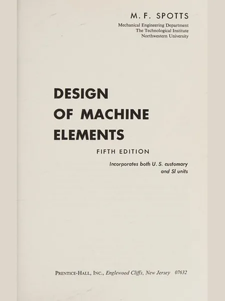 Design of Machine Elements cover