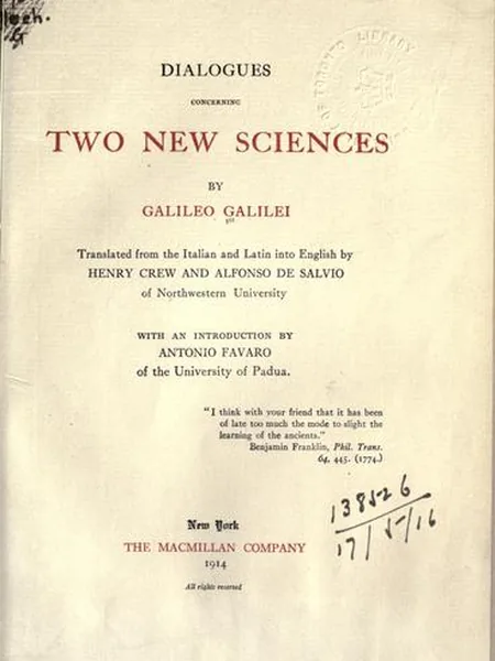 Dialogues Concerning Two New Sciences cover, Macmillan 1914