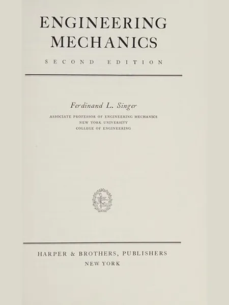Engineering Mechanics first edition cover, Harper & Brothers 1943