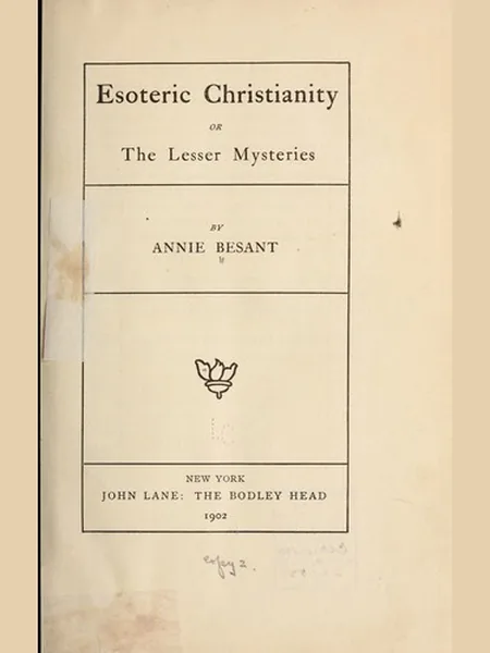 Esoteric Christianity first edition cover, J. Lane 1902