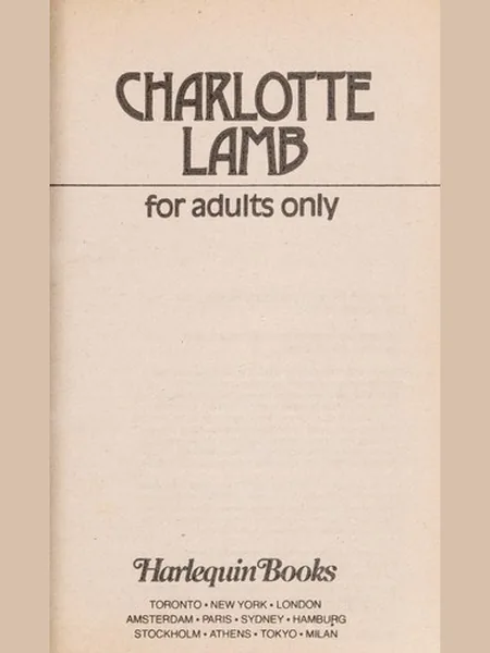 For Adults Only, cover of another edition (the Mills & Boon 1984 cover is not yet photographed)