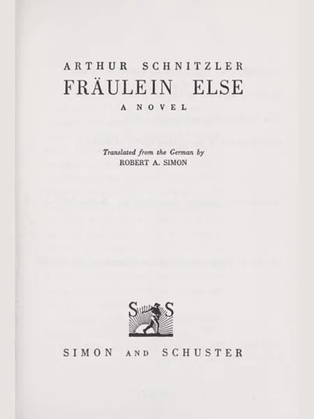 Fräulein Else, cover of another edition (the Simon and Schuster 1925 cover is not yet photographed)