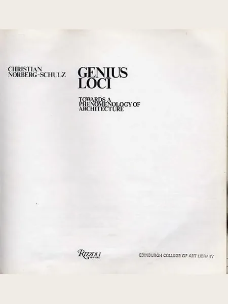 Genius Loci cover, Rizzoli 1980