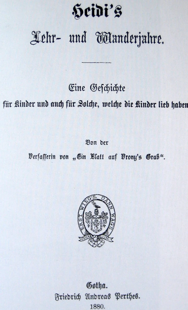 Heidi first edition cover, Friedrich Andreas Perthes 1880
