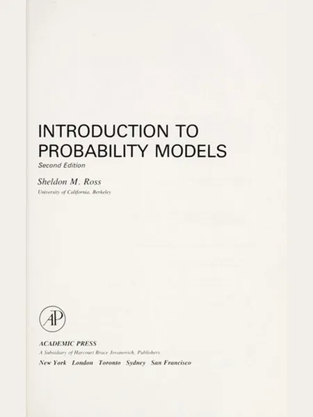 Introduction to Probability Models cover
