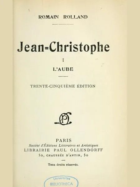 Jean-Christophe, cover of another edition (the P. Ollendorff 1909 cover is not yet photographed)