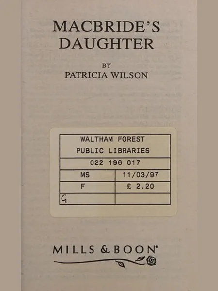 MacBride's Daughter cover, Mills & Boon 1997