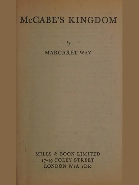 Mccabe's Kingdom, cover of another edition (the Harlequin 1974 cover is not yet photographed)