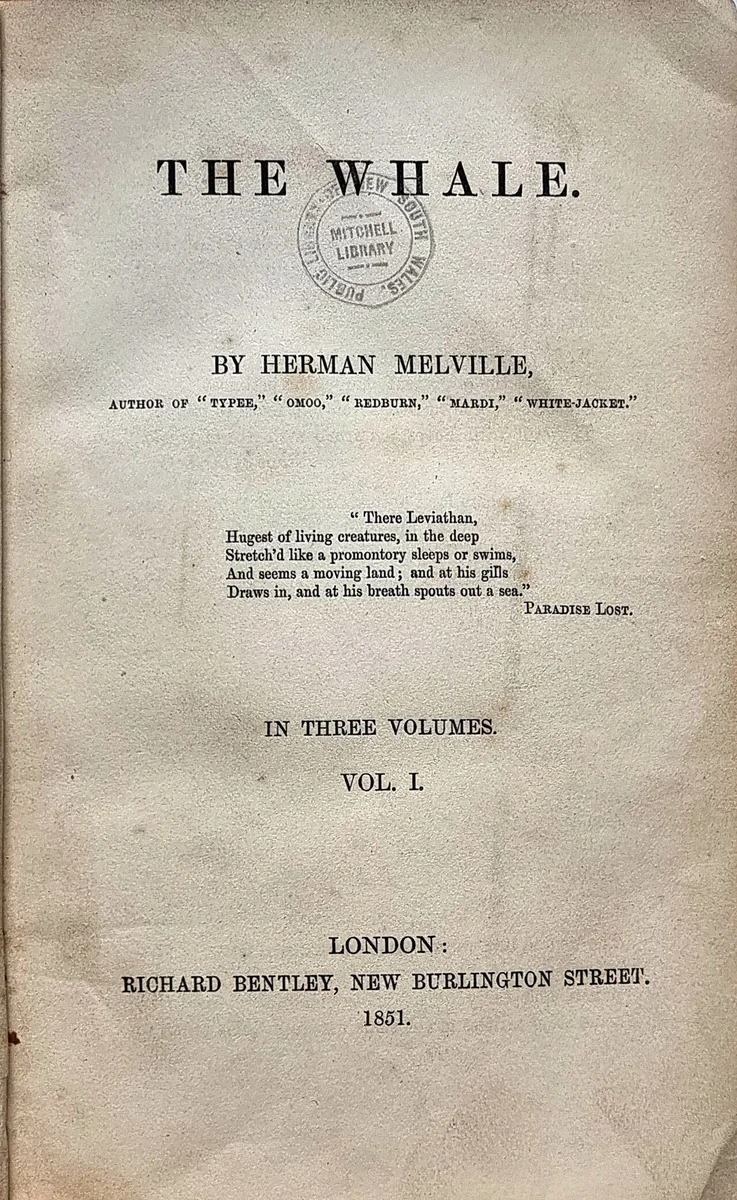 Moby Dick first edition cover, Richard Bentley 1851
