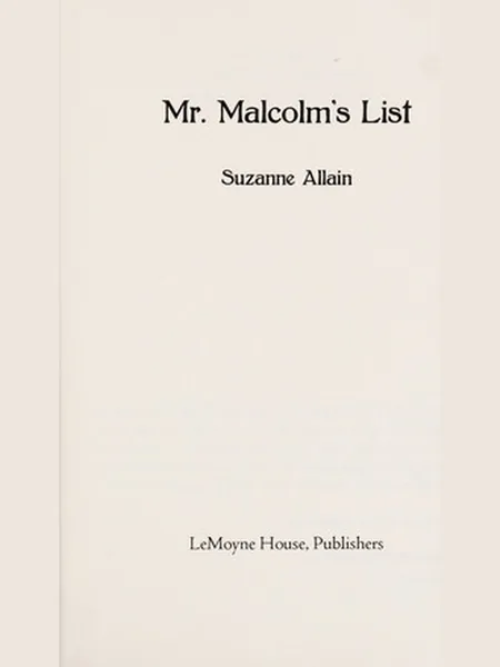 Mr. Malcolm's List cover