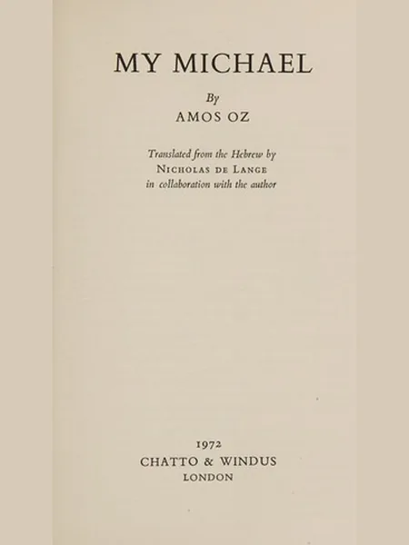 My Michael cover, Chatto & Windus 1972