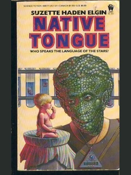 Native Tongue first edition cover, DAW Books 1984