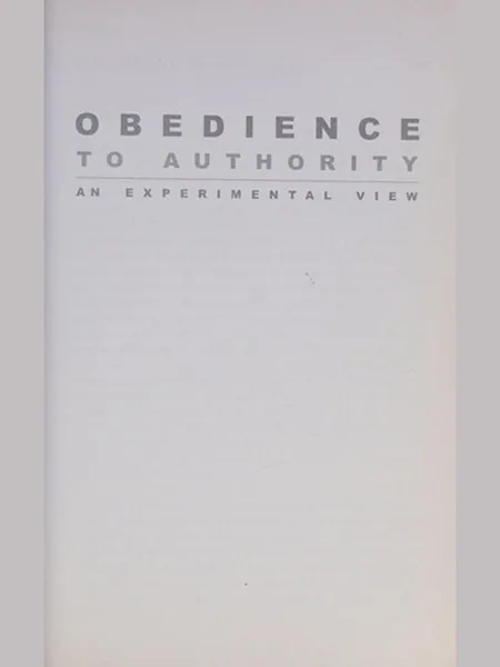 Obedience to Authority cover, Pinter & Martin 2005