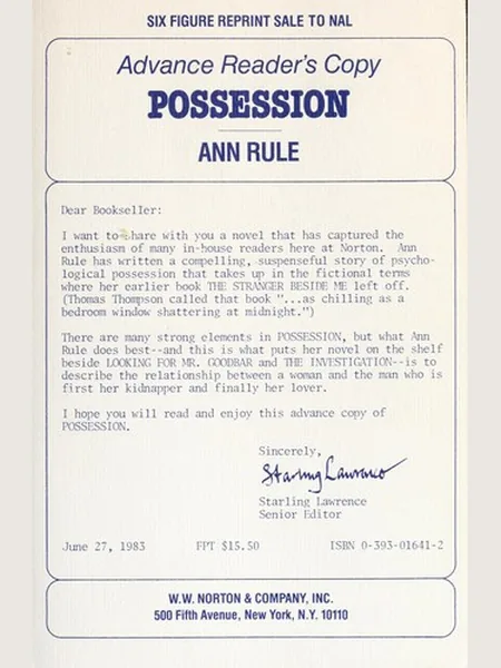 Possession first edition cover, Norton 1983