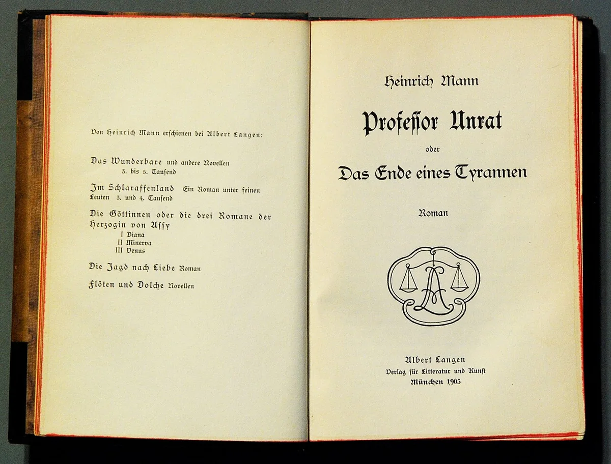Professor Unrat first edition cover, Albert Langen 1905