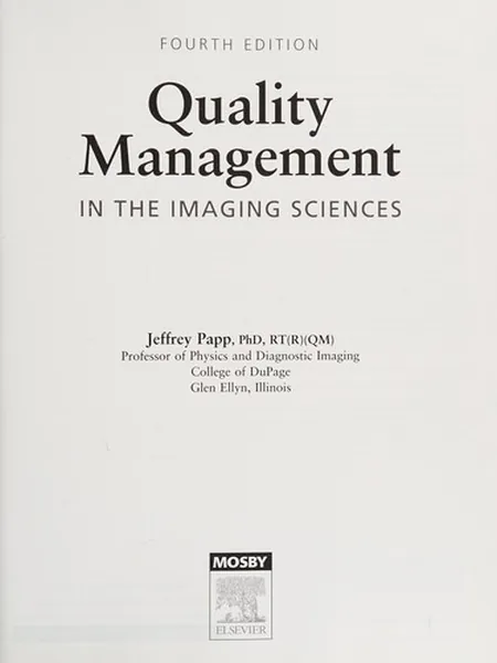 Quality Management in the Imaging Sciences cover
