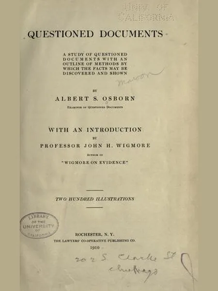 Questioned Documents cover, Boyd printing company 1929