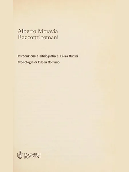 Racconti Romani, cover of another edition (the Bompiani 1954 cover is not yet photographed)