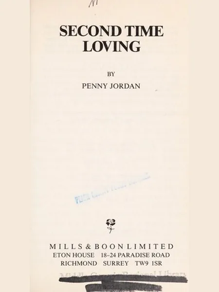 Second Time Loving, cover of another edition (the Mills & Boon 1990 cover is not yet photographed)
