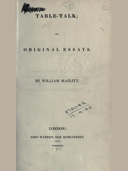 Table-Talk, Or, Original Essays cover