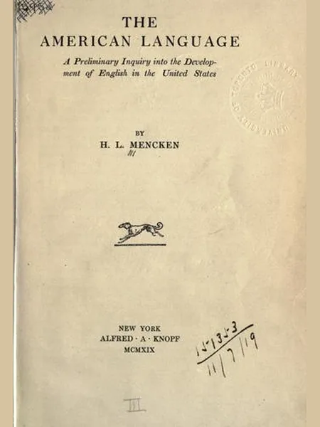The American Language first edition cover, Knopf 1919