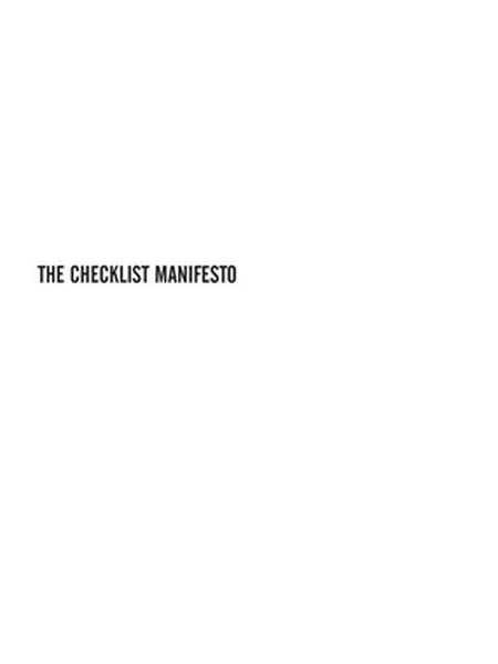 The Checklist Manifesto cover