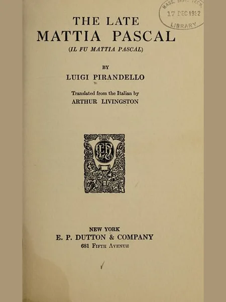 The Late Mattia Pascal cover