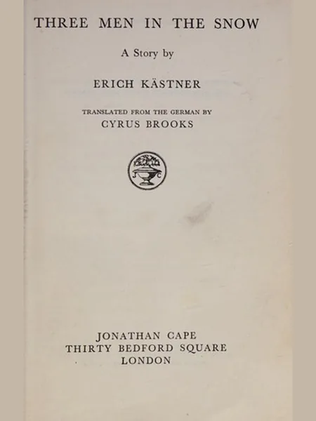 Three Men in the Snow first edition cover, Jonathan Cape 1935