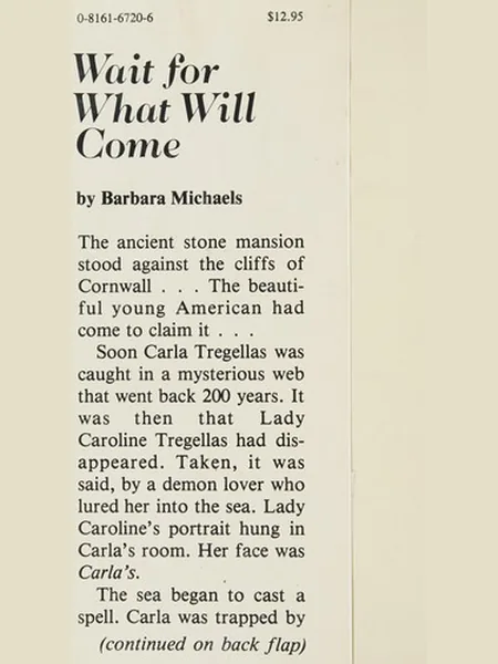 Wait for What Will Come, cover of another edition (the Dodd, Mead 1978 cover is not yet photographed)