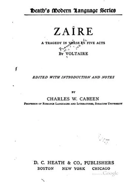 Zaire first edition cover, D.C. Heath 1910