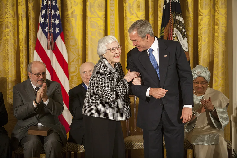 Harper Lee receiving the Presidential Medal of Freedom at the White House in 2007